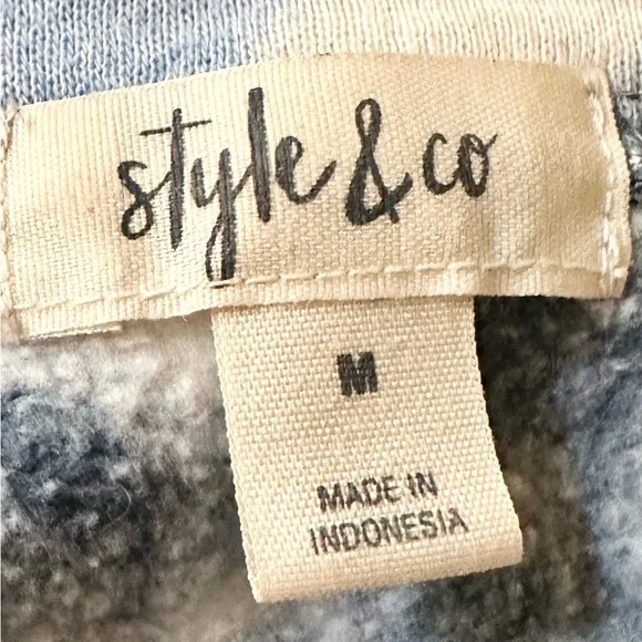 Style & Co. Blue and White Tie-Dye Long sleeve Sweatshirt - Picture 5 of 7